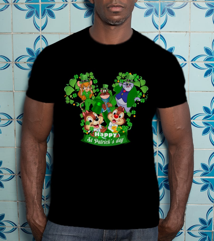 Happy St Patrick's Day Chip And Dale Character T-Shirt