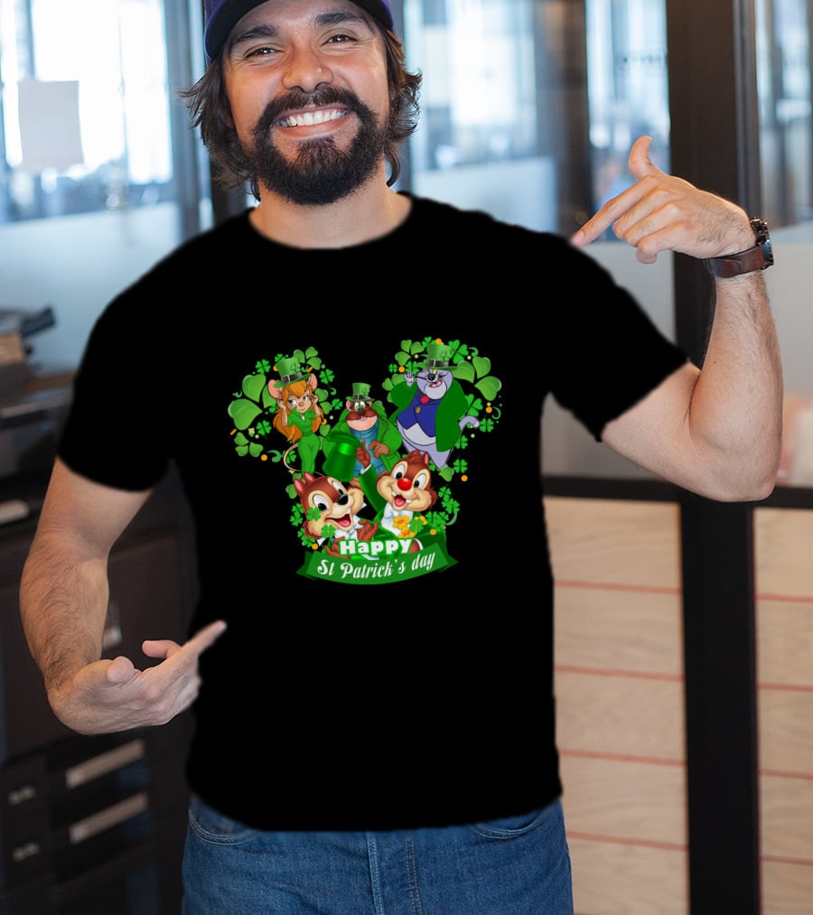 Happy St Patrick's Day Chip And Dale Character T-Shirt