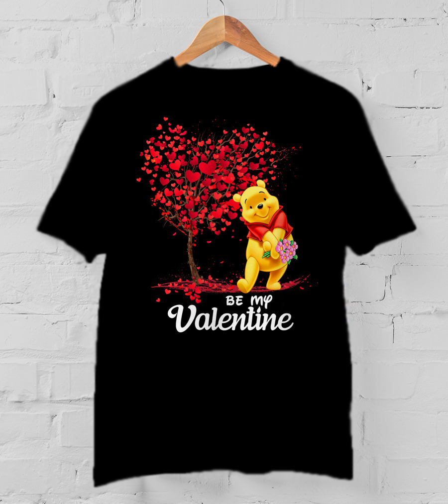 Be My Valentine Pooh Hearts And Flowers T-Shirt