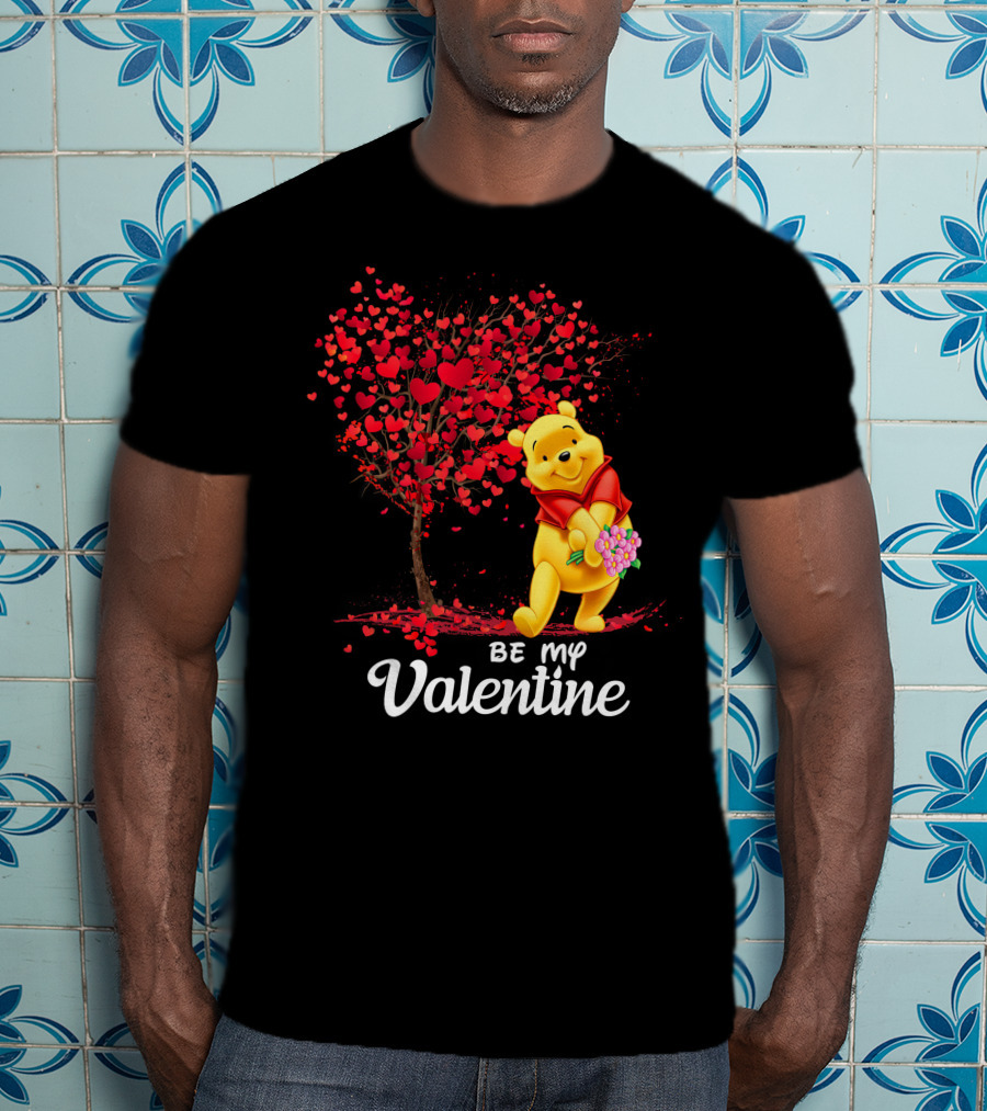 Be My Valentine Pooh Hearts And Flowers T-Shirt