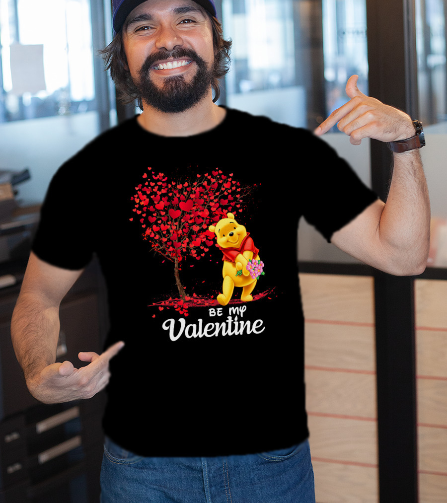 Be My Valentine Pooh Hearts And Flowers T-Shirt