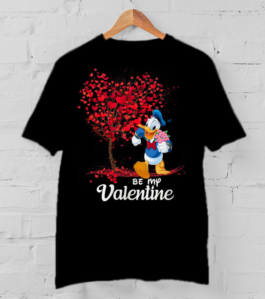 Donald Duck Be My Valentine Hearts Tree T-Shirt