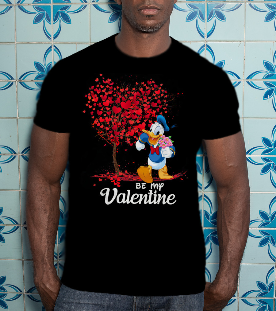 Donald Duck Be My Valentine Hearts Tree T-Shirt