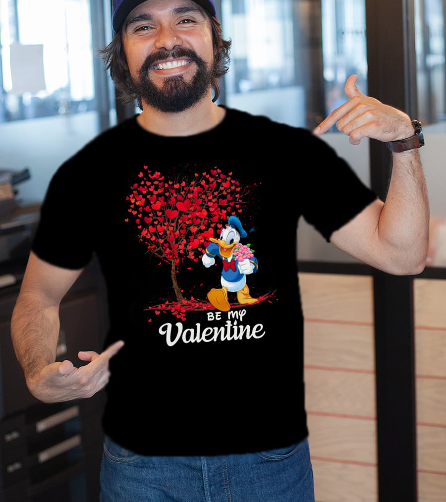Donald Duck Be My Valentine Hearts Tree T-Shirt