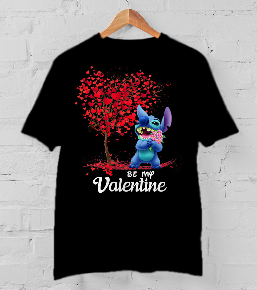 Be My Valentine Stitch Heart Tree T-Shirt