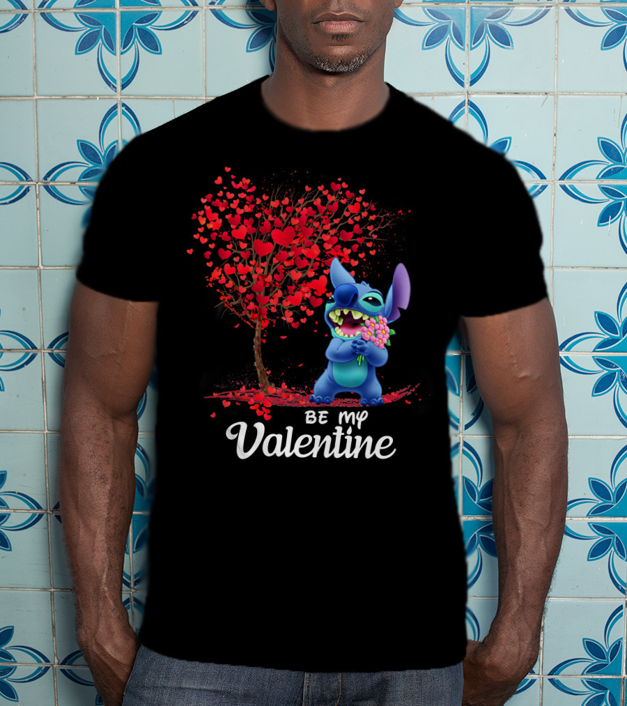 Be My Valentine Stitch Heart Tree T-Shirt