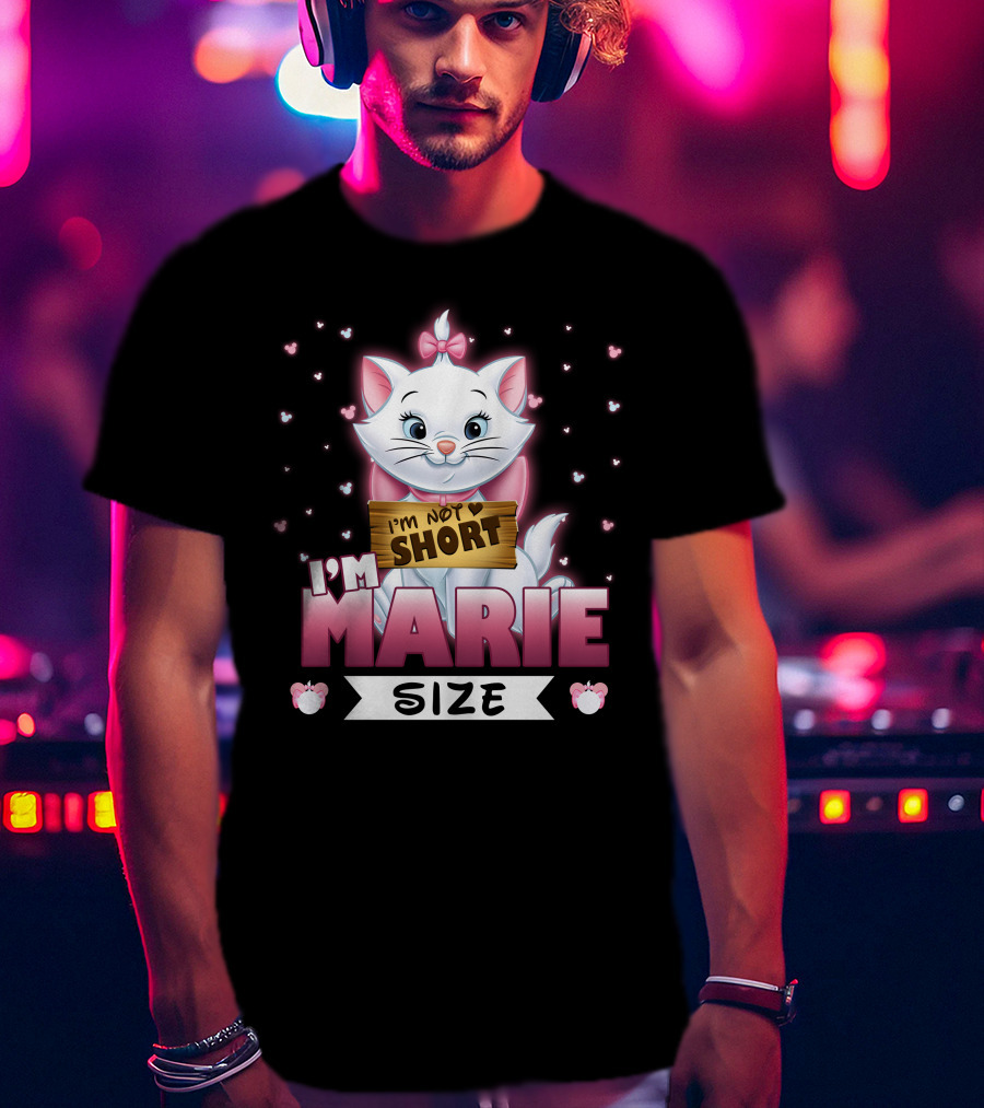 I'm Not Short I'm Marie Size Cat With Heart Background T-Shirt
