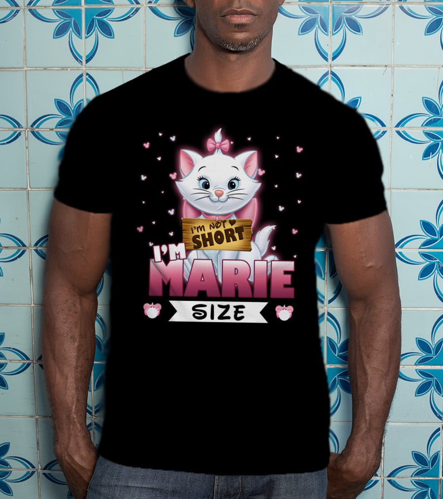 I'm Not Short I'm Marie Size Cat With Heart Background T-Shirt