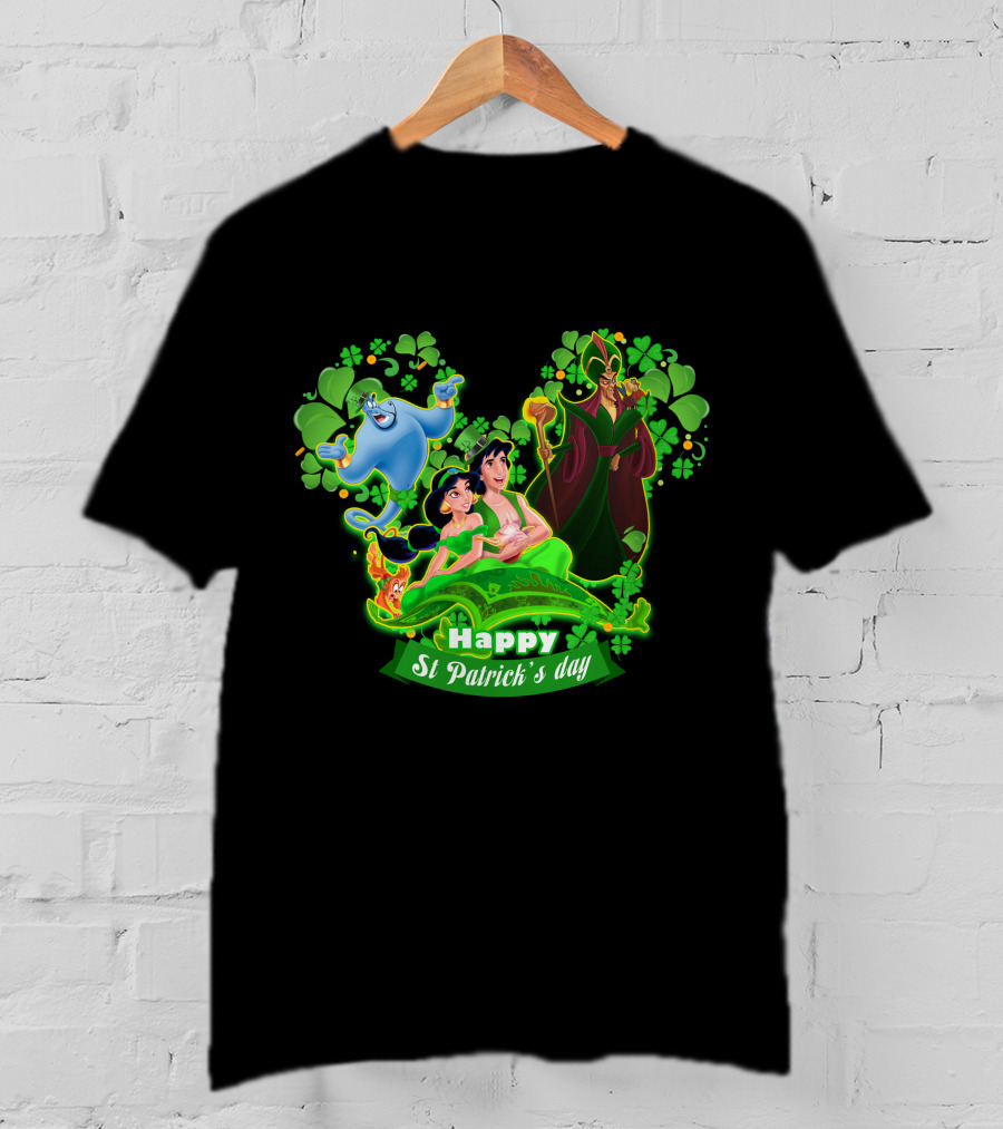 Happy St Patrick's Day Aladdin Jasmine Genie Jafar T-Shirt