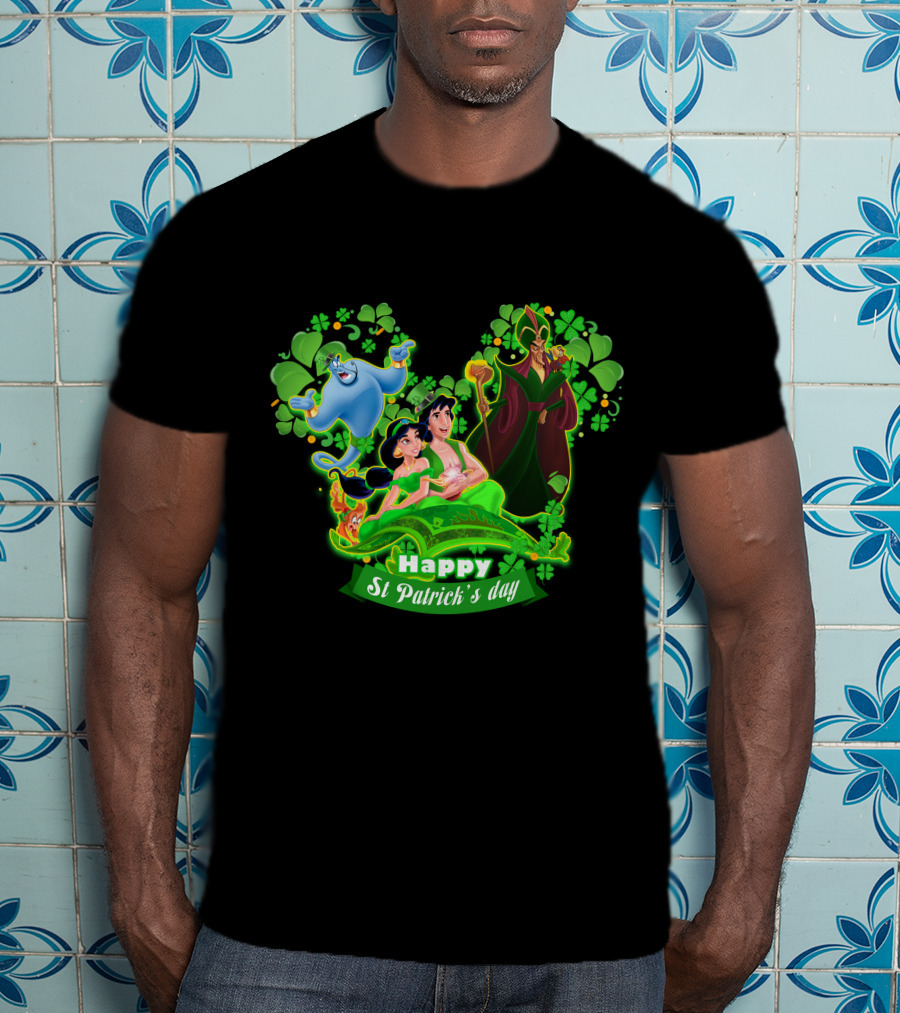 Happy St Patrick's Day Aladdin Jasmine Genie Jafar T-Shirt