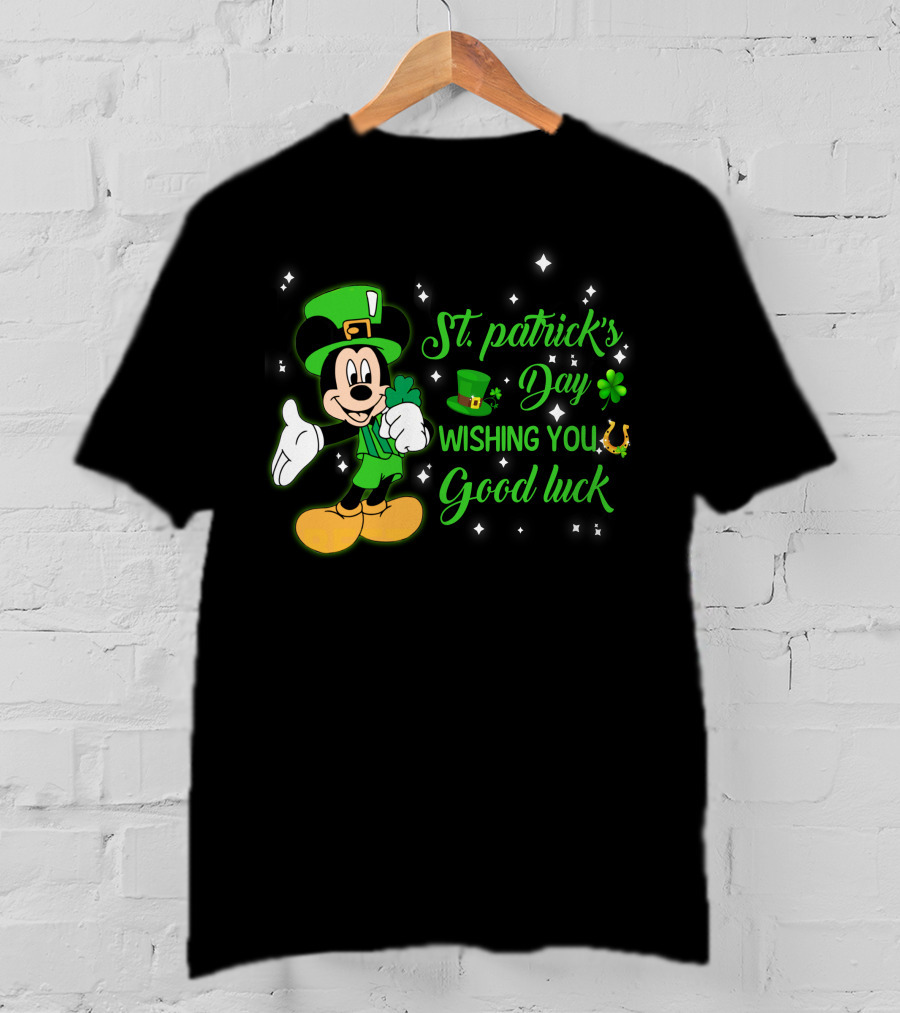 St. Patrick's Day Mickey Mouse Wishing You Good Luck T-Shirt