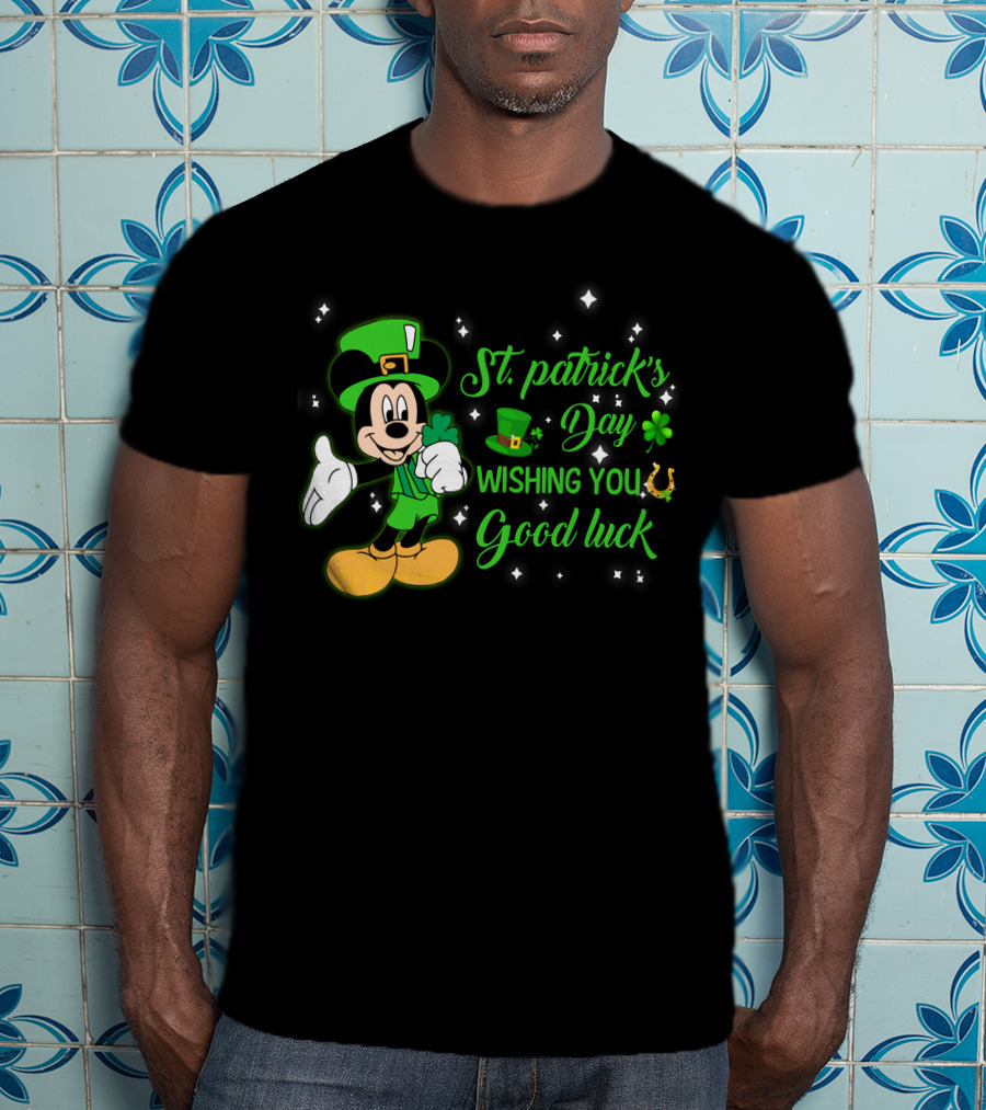St. Patrick's Day Mickey Mouse Wishing You Good Luck T-Shirt