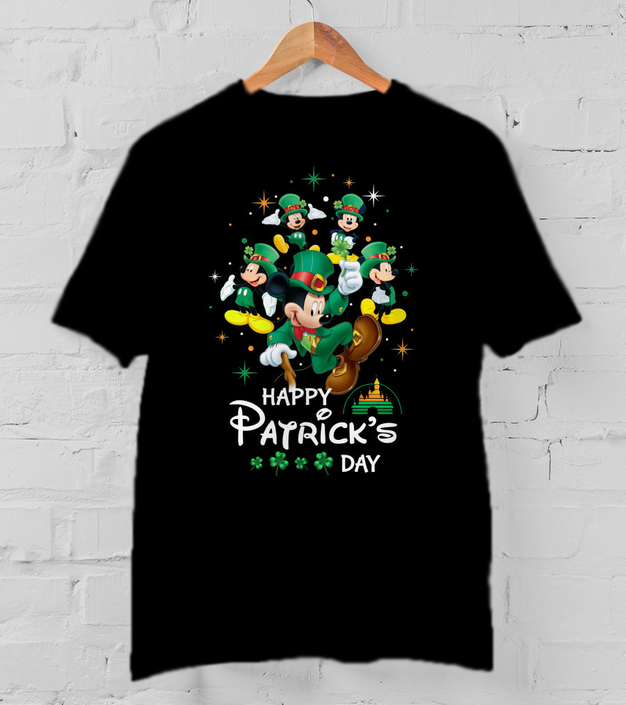 Happy Patrick's Day Mickey Mouse Clover Festivities T-Shirt