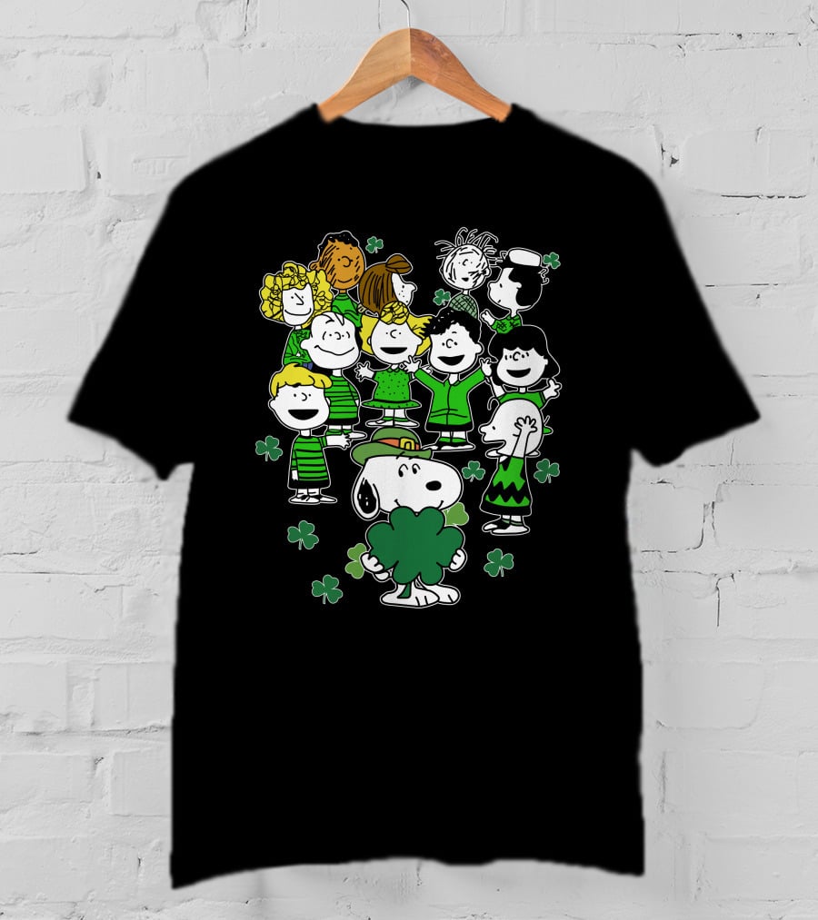 Snoopy And Friends Celebrating St. Patrick's Day With Shamrocks T-Shirt