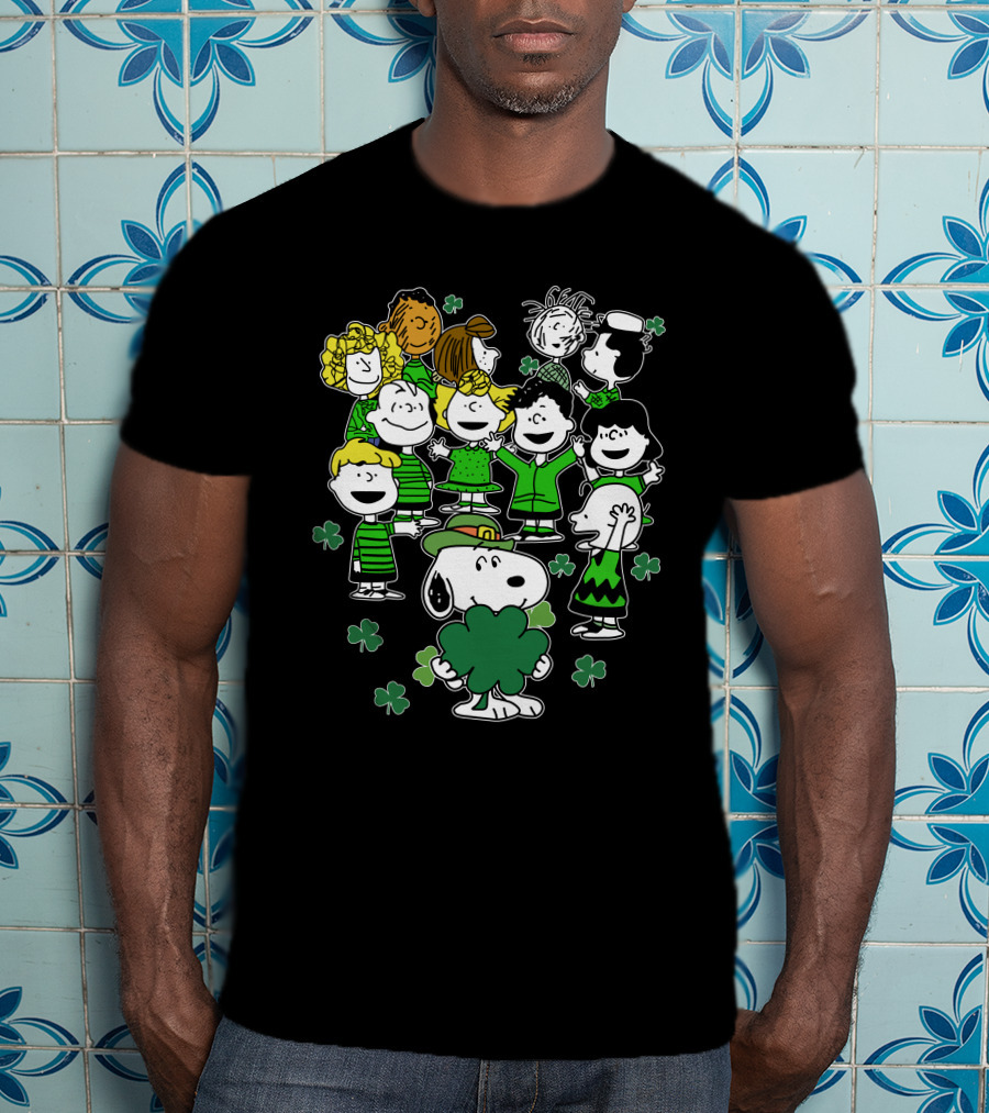 Snoopy And Friends Celebrating St. Patrick's Day With Shamrocks T-Shirt