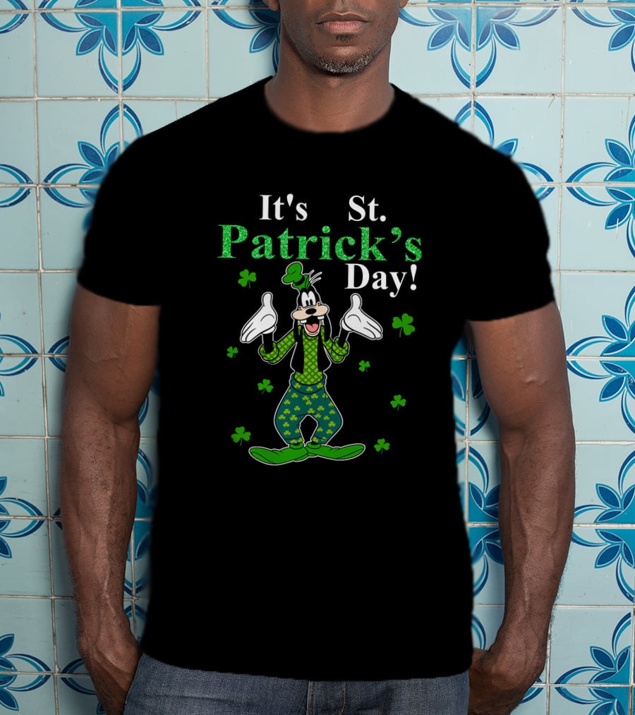 Goofy It's St Patrick's Day With Shamrocks And Bowtie Fun T-Shirt