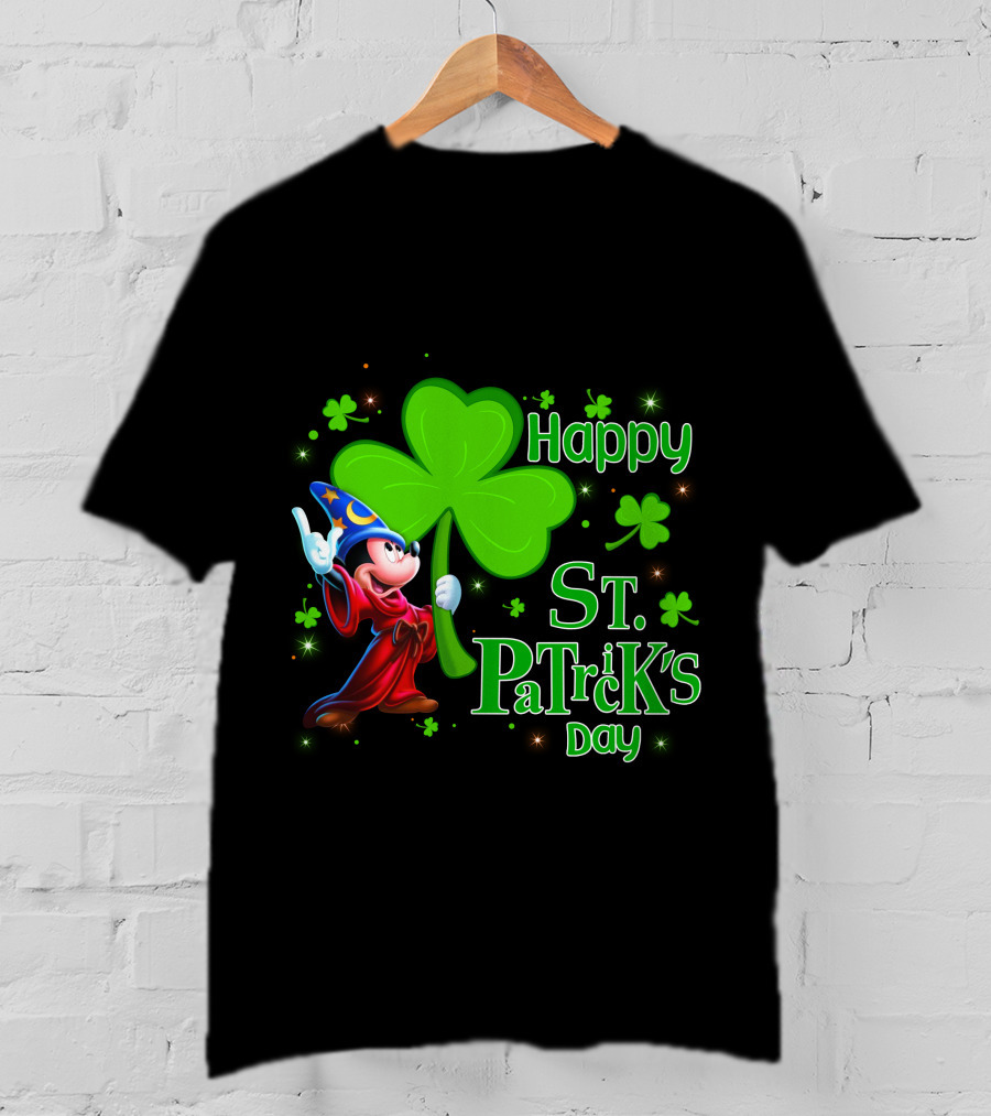 Sorcerer Mickey Happy St. Patrick's Day Shamrock T-Shirt