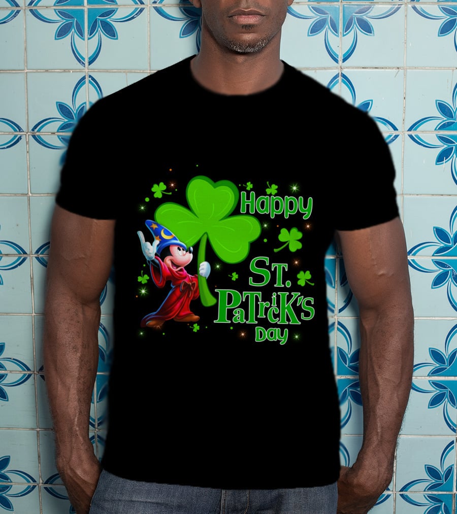 Sorcerer Mickey Happy St. Patrick's Day Shamrock T-Shirt