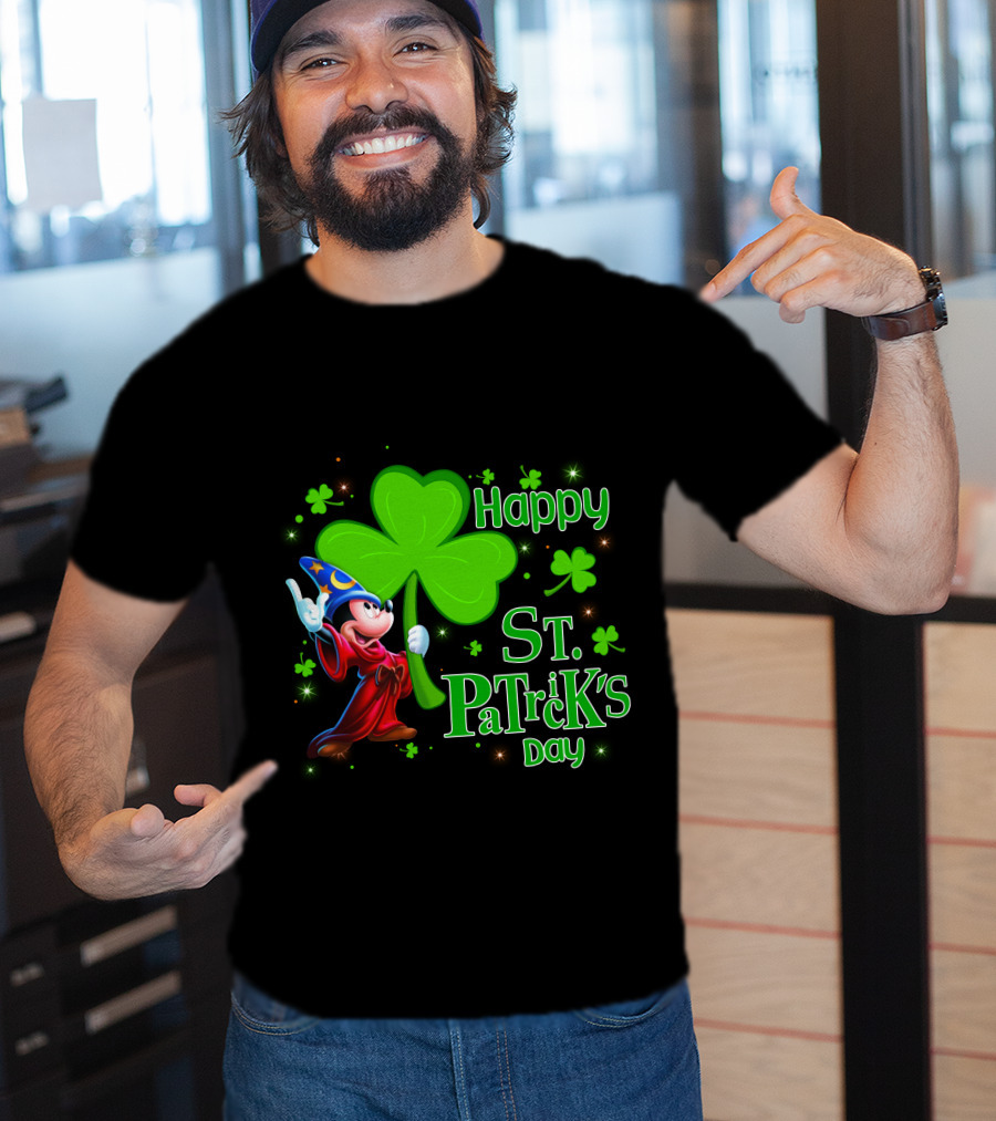 Sorcerer Mickey Happy St. Patrick's Day Shamrock T-Shirt
