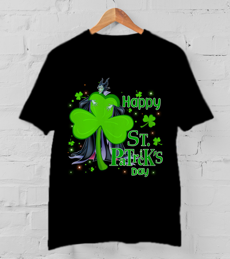 Happy St. Patrick's Day Maleficent Cloaked In Shamrock T-Shirt