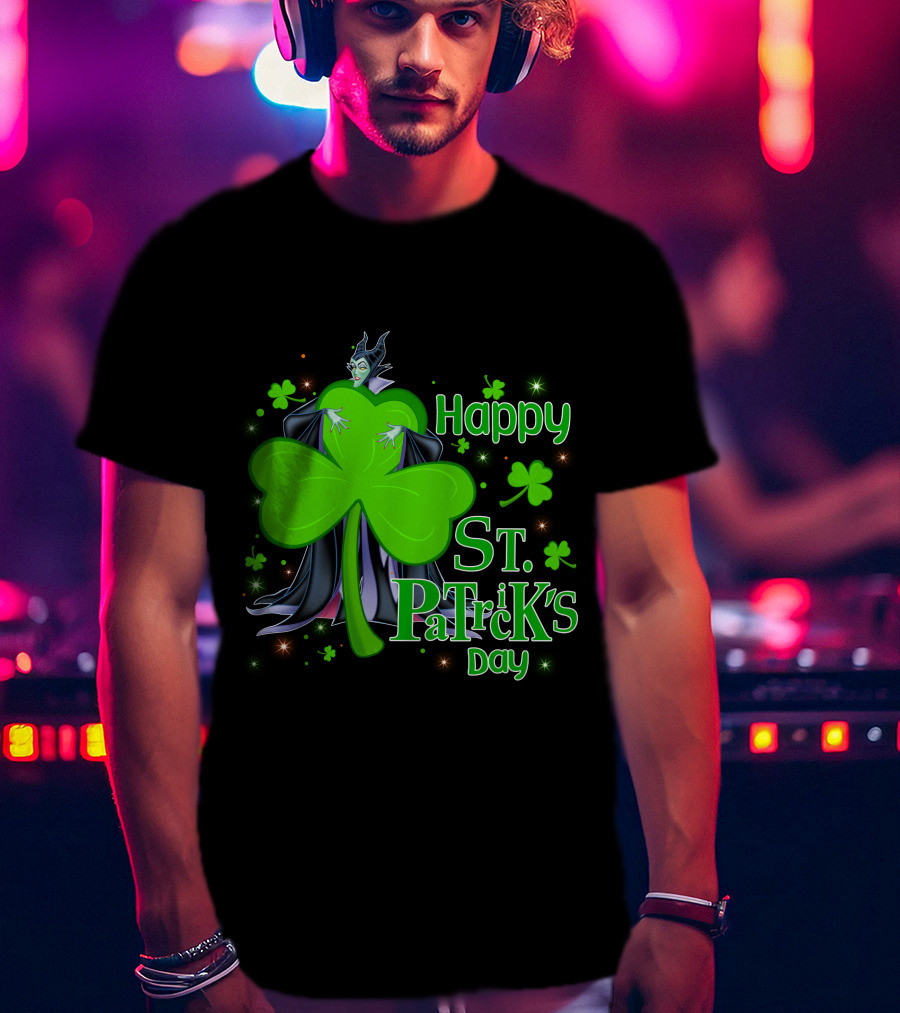 Happy St. Patrick's Day Maleficent Cloaked In Shamrock T-Shirt