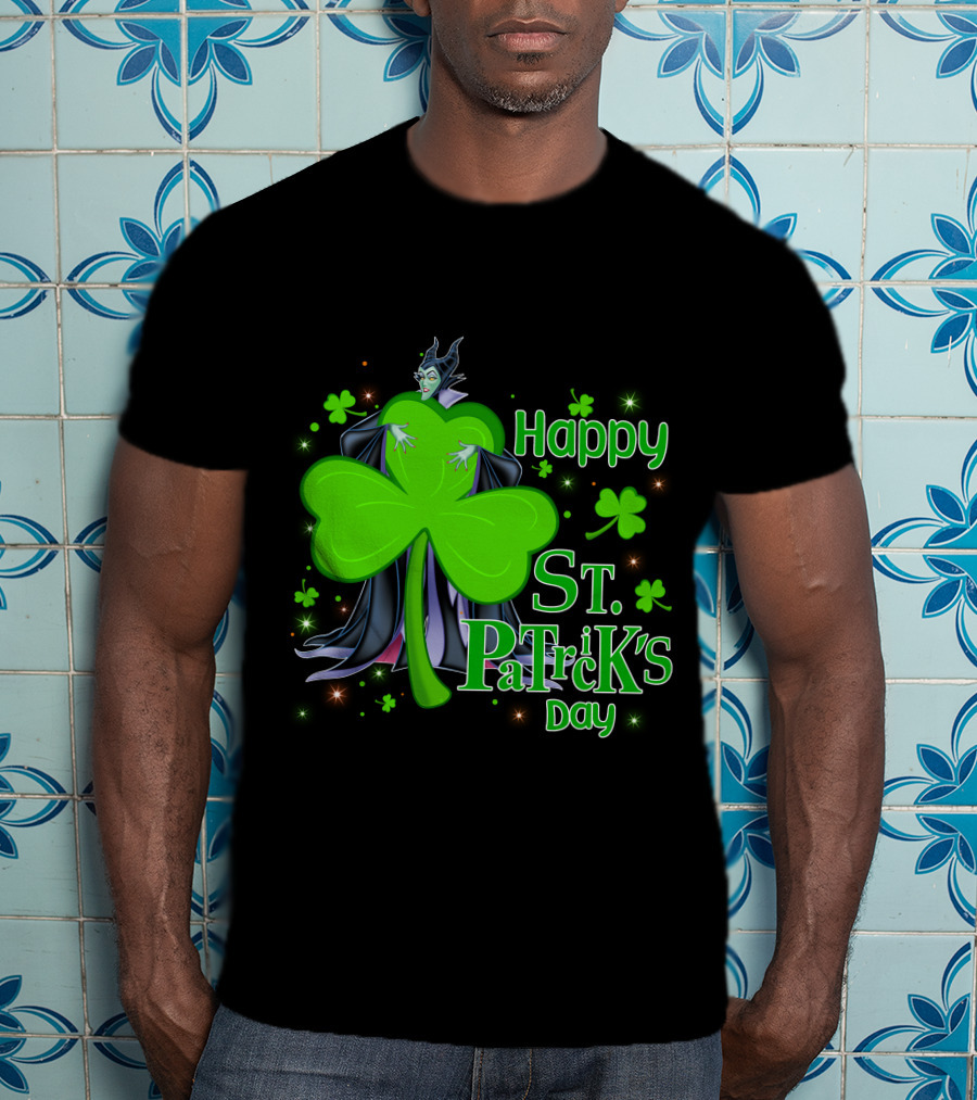 Happy St. Patrick's Day Maleficent Cloaked In Shamrock T-Shirt