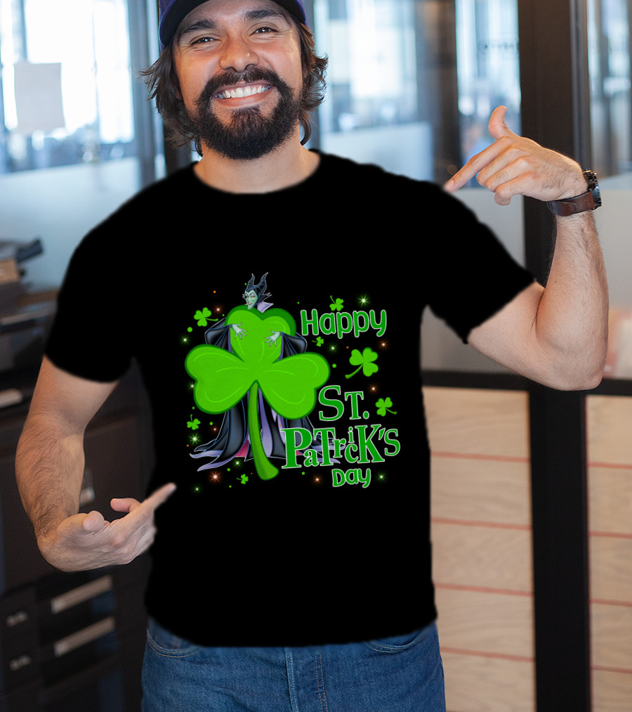 Happy St. Patrick's Day Maleficent Cloaked In Shamrock T-Shirt