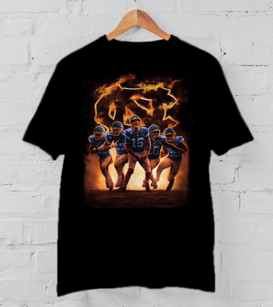 North Carolina Tar Heels Fiery NC Football Players T-Shirt