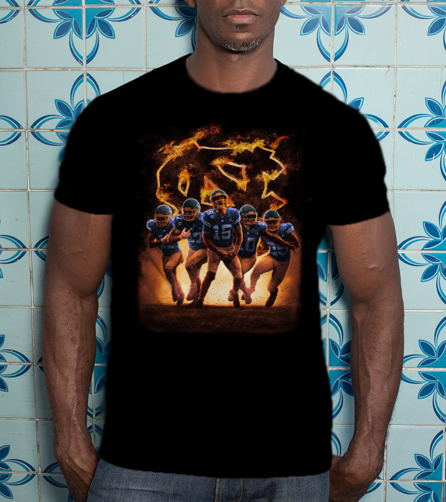 North Carolina Tar Heels Fiery NC Football Players T-Shirt