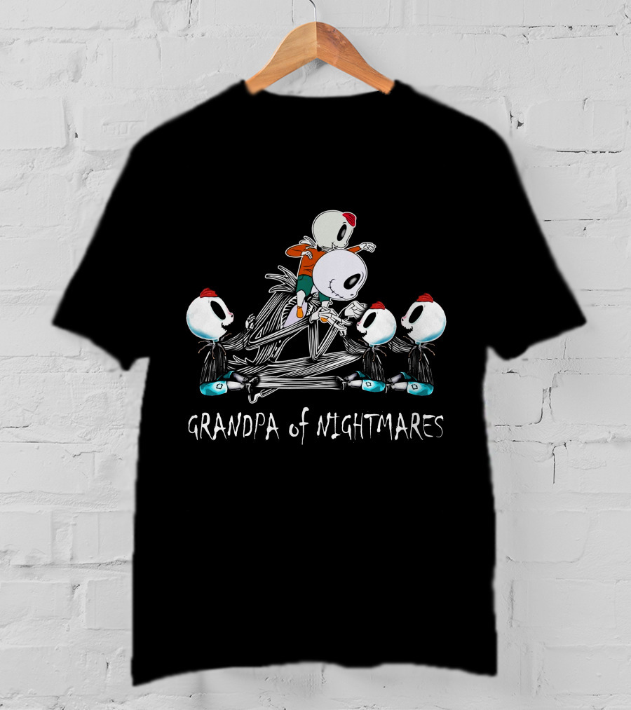 Grandpa Of Nightmares With Four Skeleton Characters T-Shirt