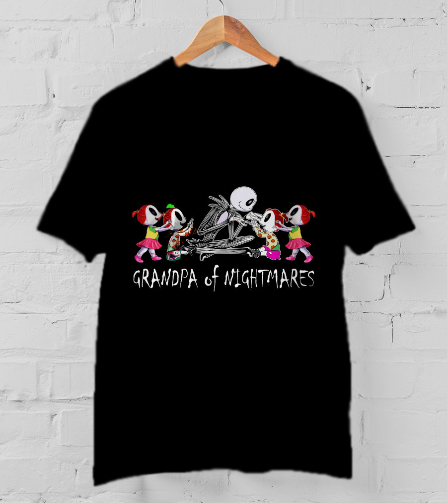 Grandpa Of Nightmares With Four Girls And Skeleton Iconic T-Shirt