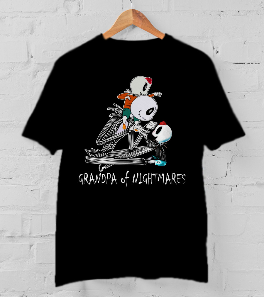 Grandpa Of Nightmares With Twin Boys Skeleton Family T-Shirt