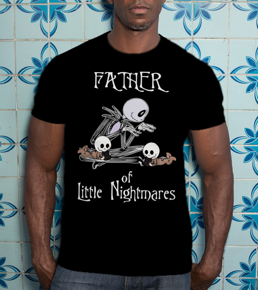 Father Of Little Nightmares Halloween Skeleton With Twin Babies T-Shirt