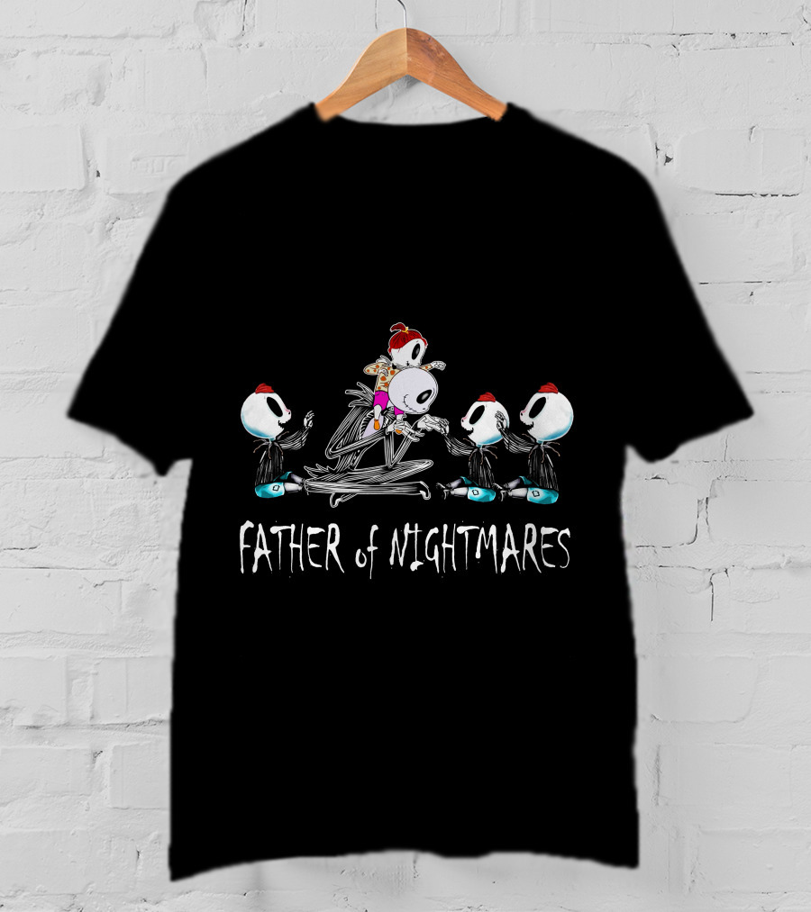 Father Of Nightmares 3 Boys 1 Girl Skull Characters With Red Hats T-Shirt