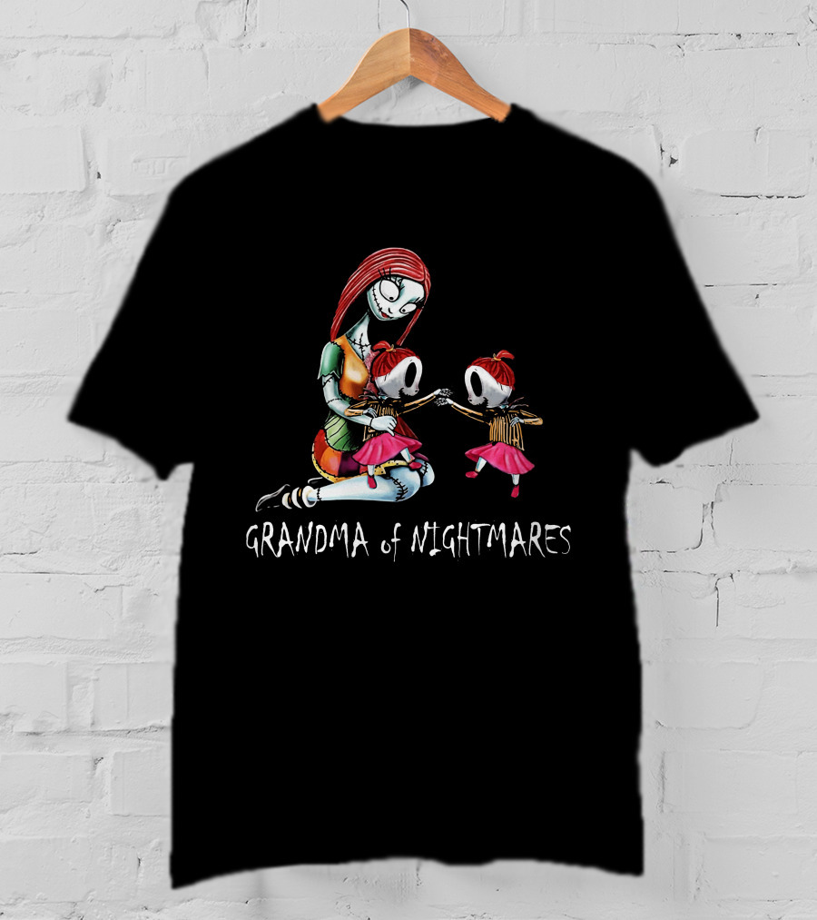 Grandma Of Nightmares With Two Girls In Striped Outfits T-Shirt