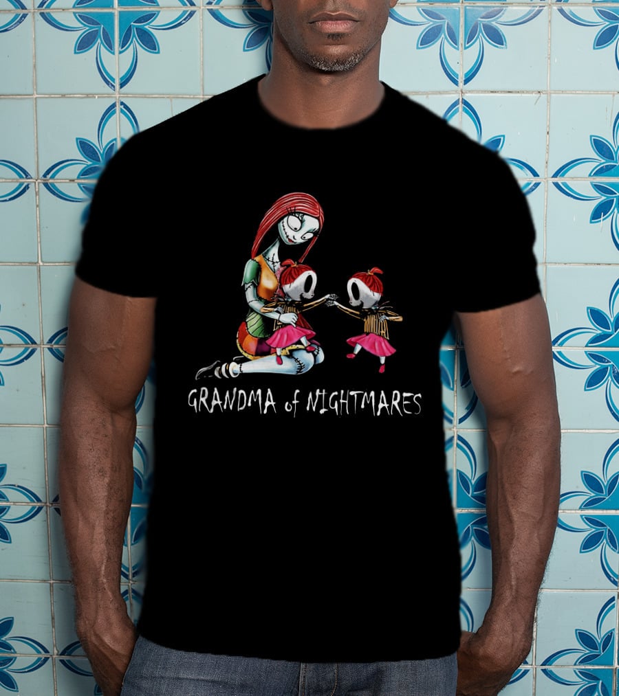 Grandma Of Nightmares With Two Girls In Striped Outfits T-Shirt