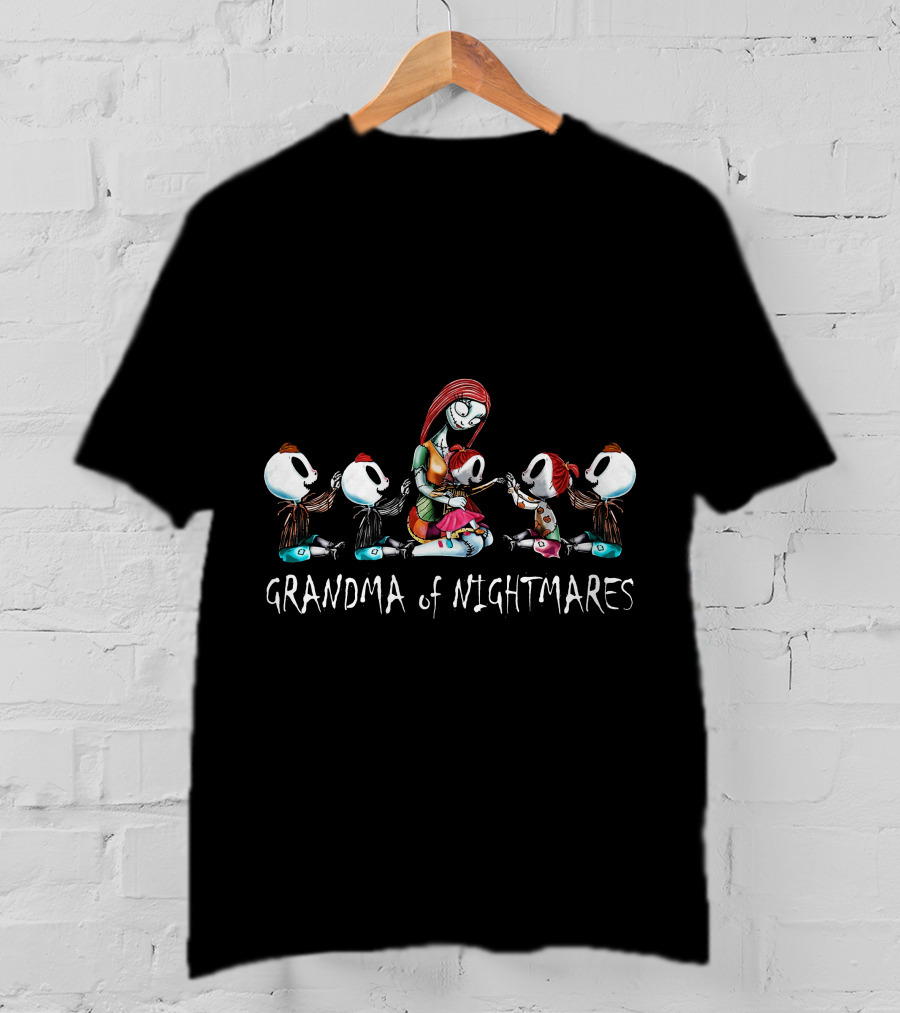 Grandma Of Nightmares With 3 Boys 2 Girls In Creepy T-Shirt