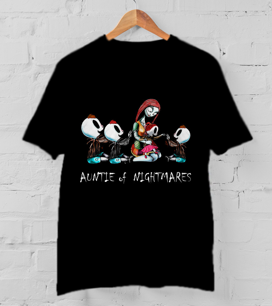 Auntie Of Nightmares With Three Skeleton Boys And One Girl T-Shirt