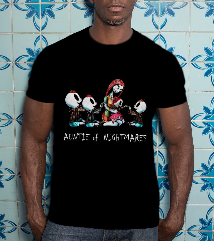 Auntie Of Nightmares With Three Skeleton Boys And One Girl T-Shirt