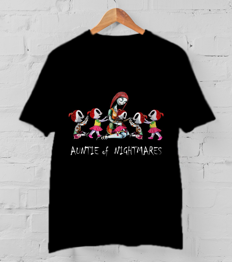 Auntie Of Nightmares With Five Halloween Girls T-Shirt