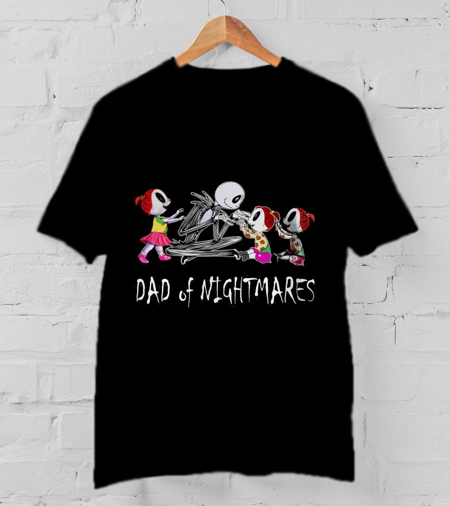 Dad Of Nightmares Three Girls Halloween T-Shirt