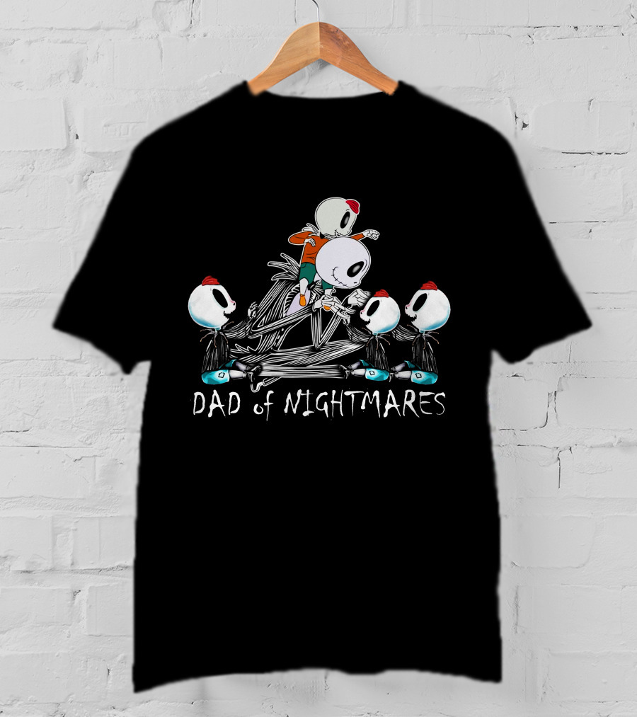 Dad Of Nightmares With Four Skull Characters T-Shirt