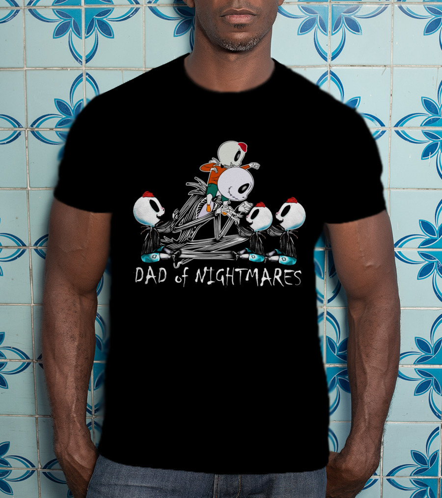 Dad Of Nightmares With Four Skull Characters T-Shirt