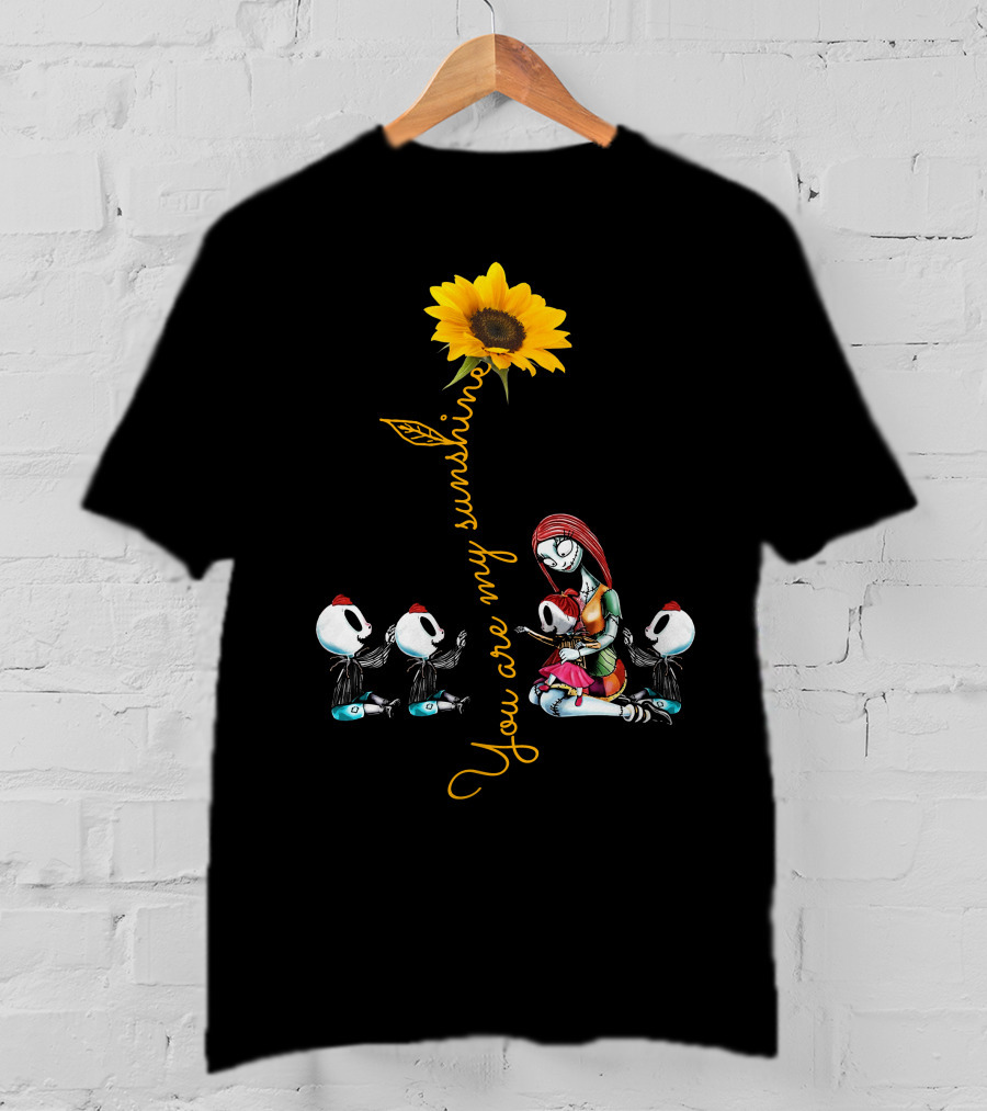 3 Boys 1 Girl You Are My Sunshine Skeletons Sunflower Inspiration T-Shirt
