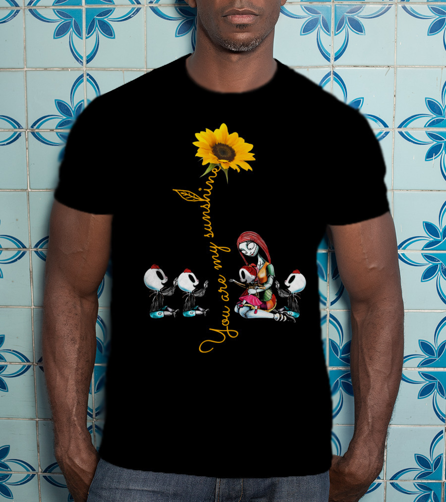 3 Boys 1 Girl You Are My Sunshine Skeletons Sunflower Inspiration T-Shirt