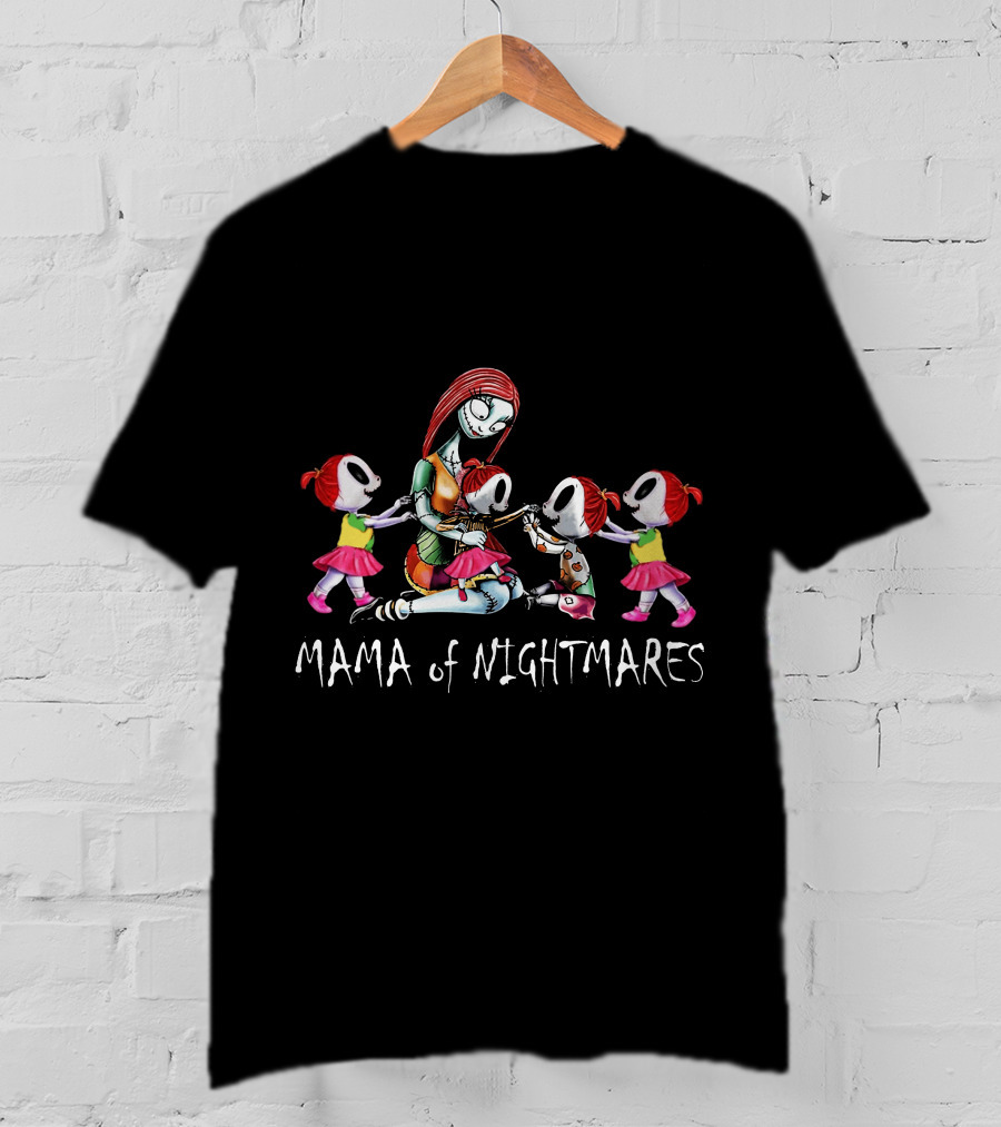 Mama Of Nightmares With 4 Girls Halloween T-Shirt