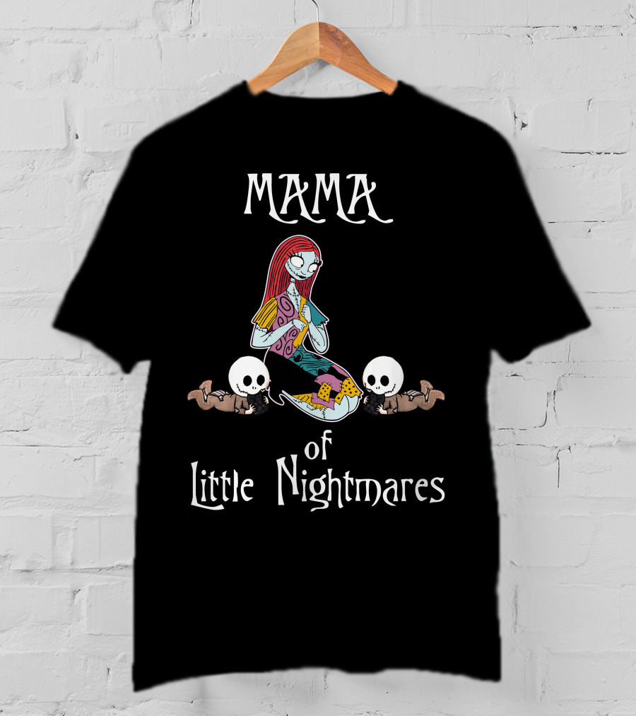 Mama Of Little Nightmares With Adorable Twin Skeleton Babies T-Shirt