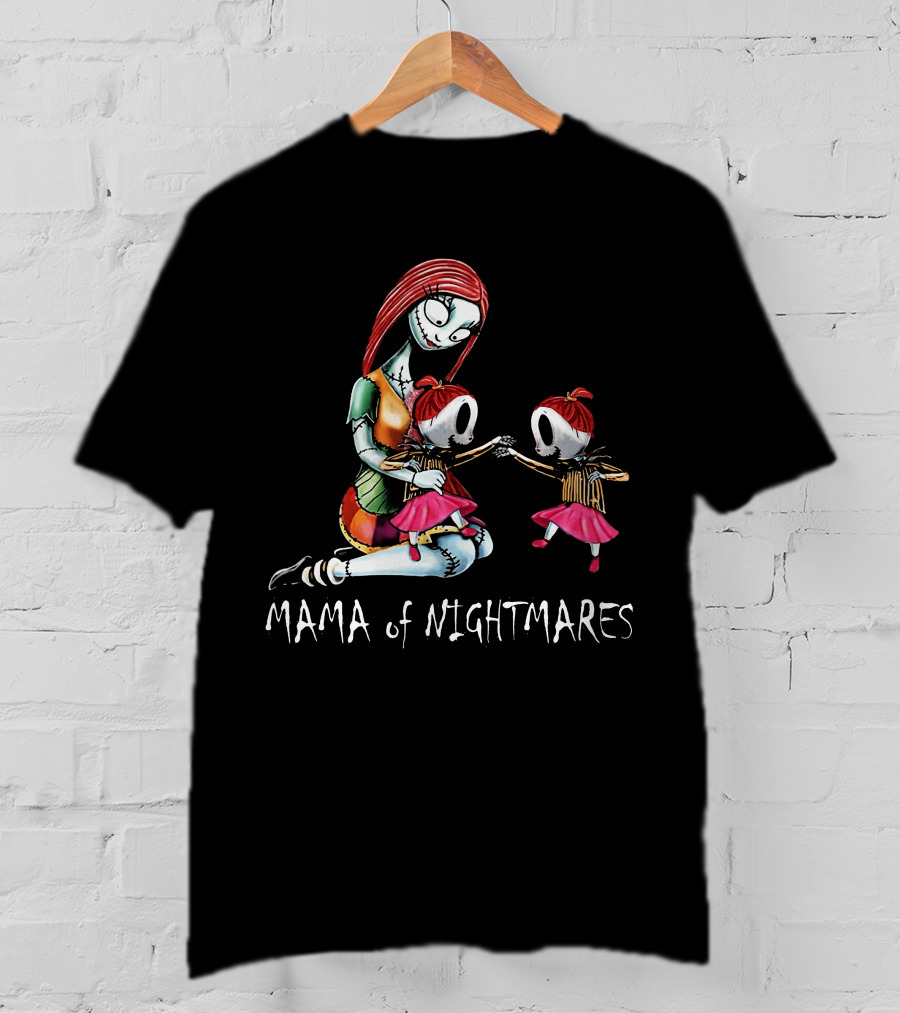 Mama Of Nightmares With Spooky Twin Girls T-Shirt