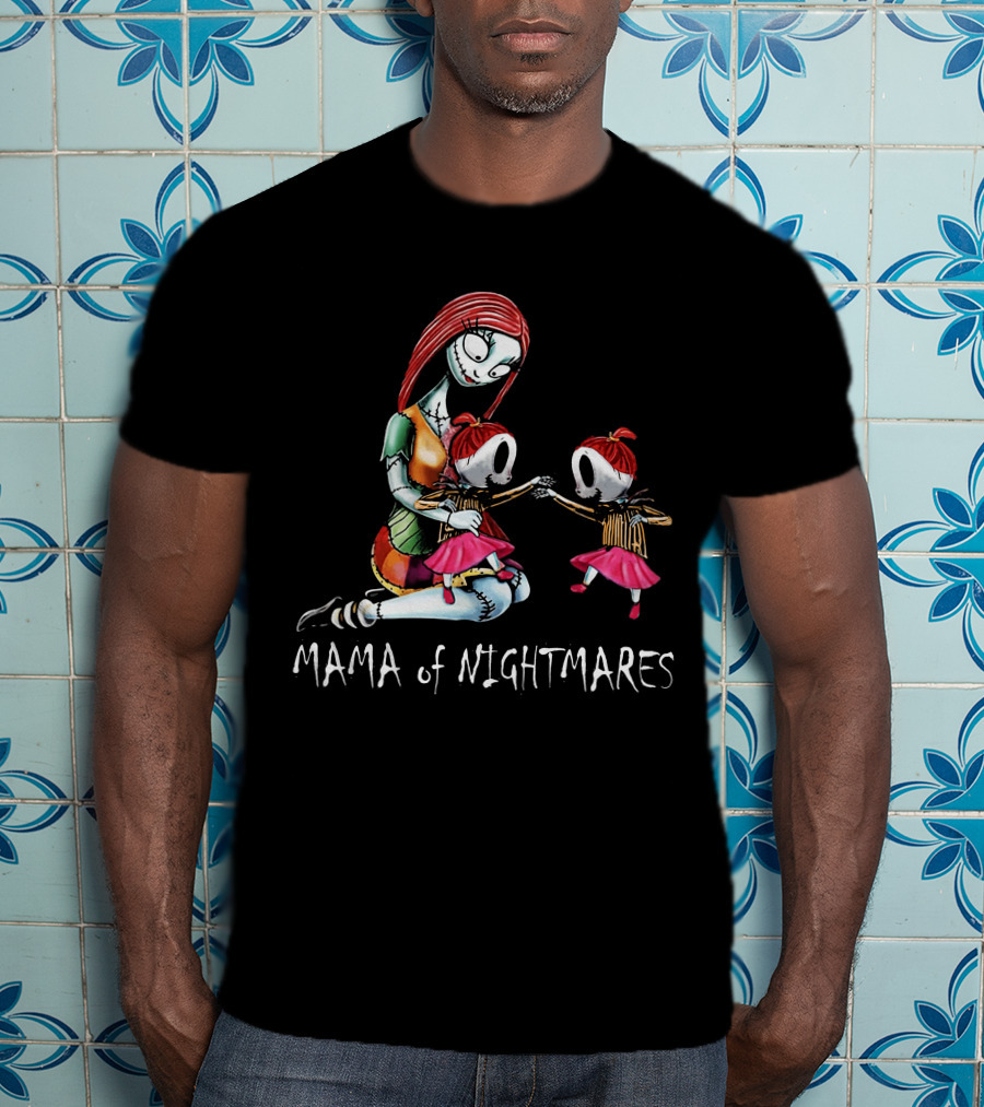 Mama Of Nightmares With Spooky Twin Girls T-Shirt