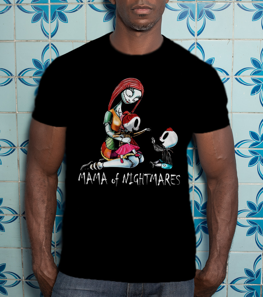 Mama Of Nightmares With Stitch Character Twins T-Shirt
